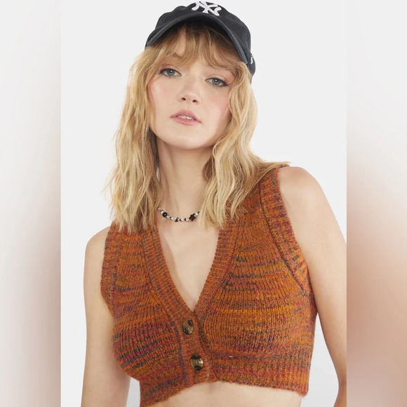 For Love And Lemons Orange Knit Crop Top - Picture 1 of 15